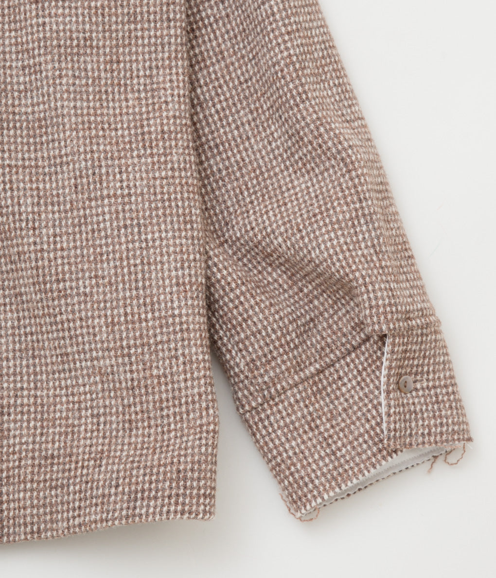 MONAD LONDON "BRAY OVERSHIRT (DEADSTOCK DONEGAL TWEED 100% WOOL)"(BROWN/OAT CHECK)