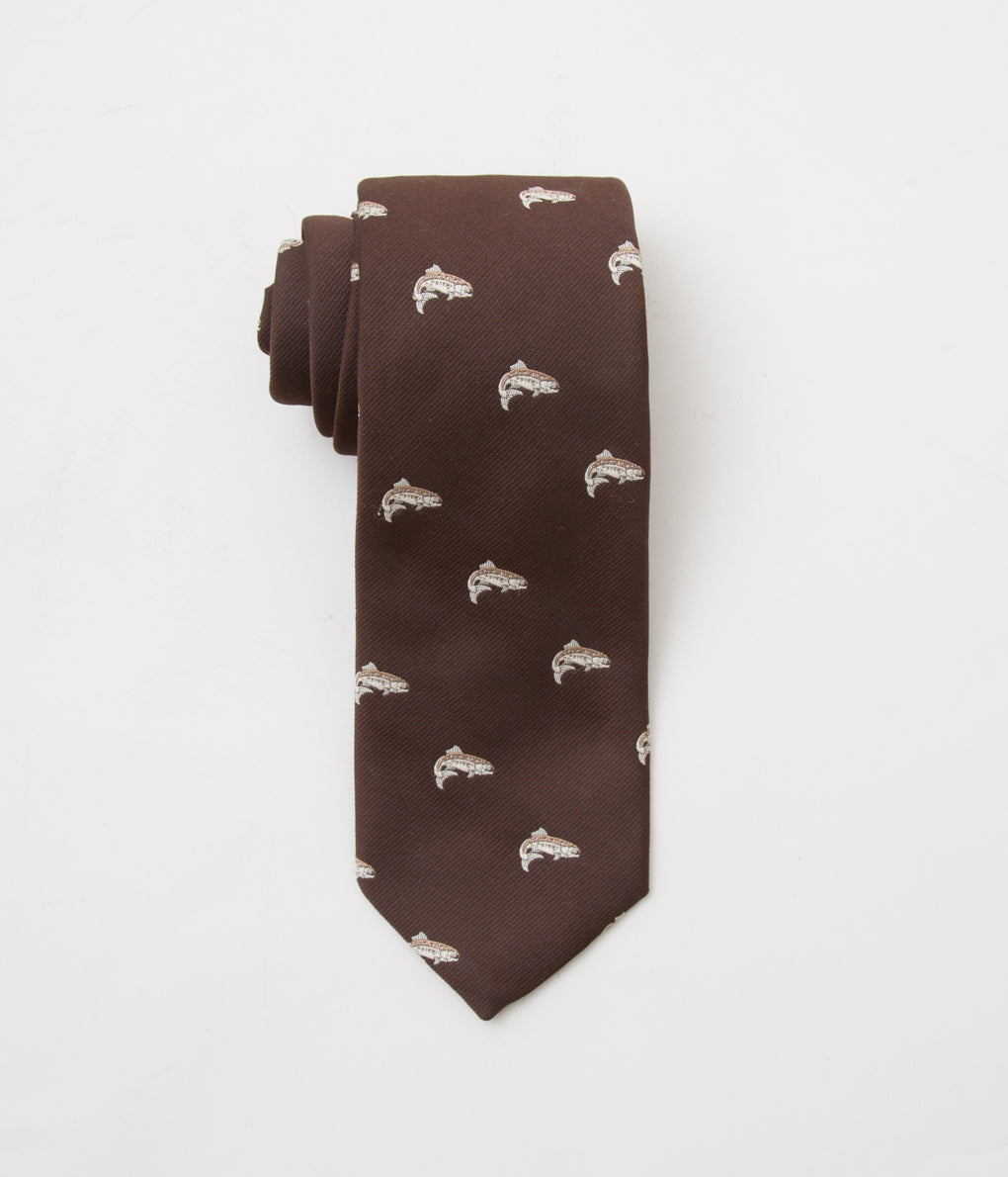 FROM USA "O'CONNELL LUCAS-CHELF EMBROIDERED TIE BROWN FISH"(BROWN)