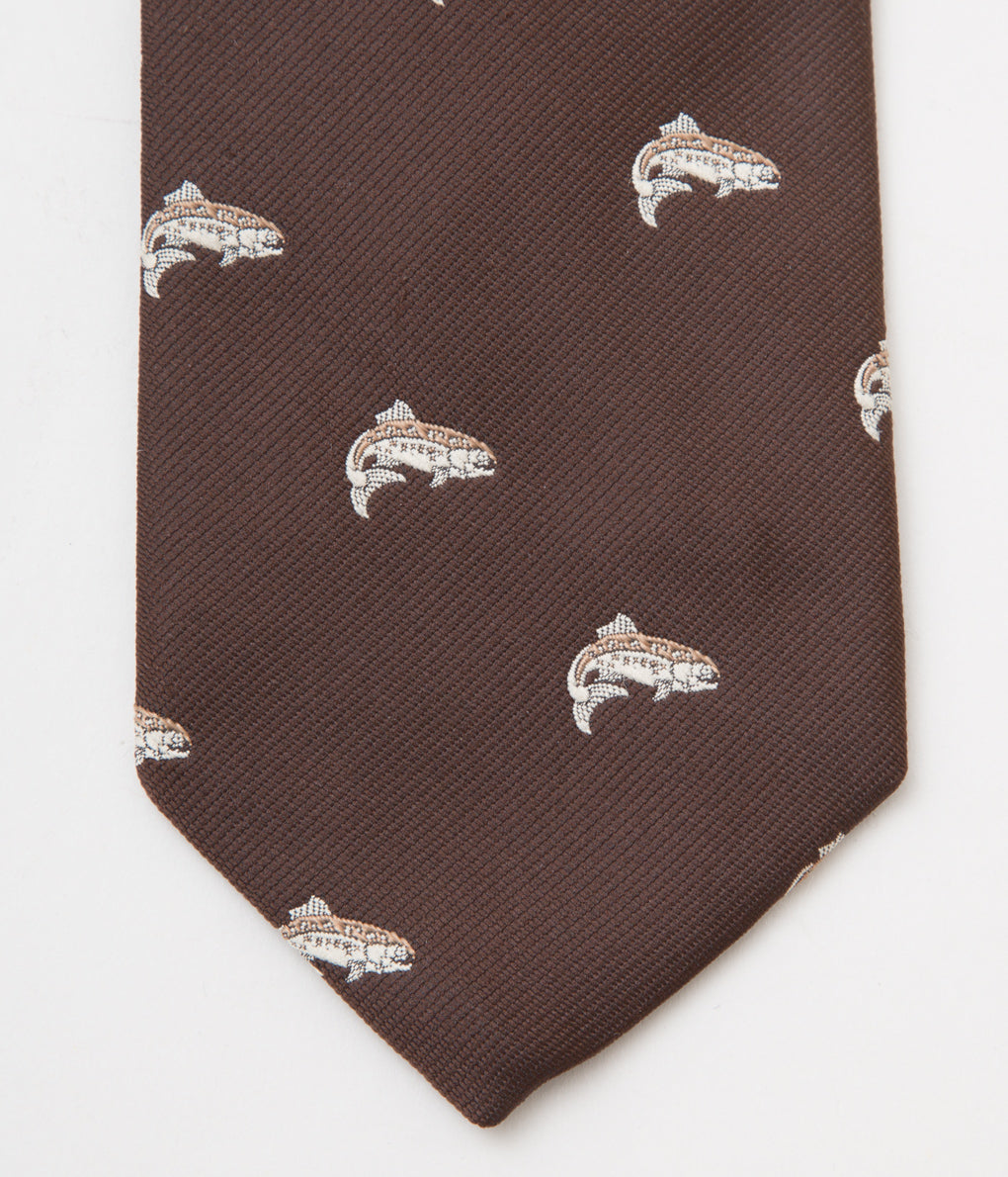 FROM USA "O'CONNELL LUCAS-CHELF EMBROIDERED TIE BROWN FISH"(BROWN)