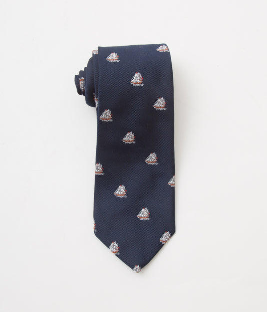 FROM USA "O'CONELL LUCAS-CHELF EMBROIDERED TIE SHIP"(NAVY)