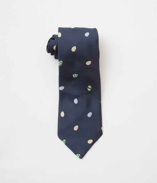 FROM USA "O'CONELL LUCAS-CHELF EMBROIDERED TIE EASTER EGG"(NAVY)