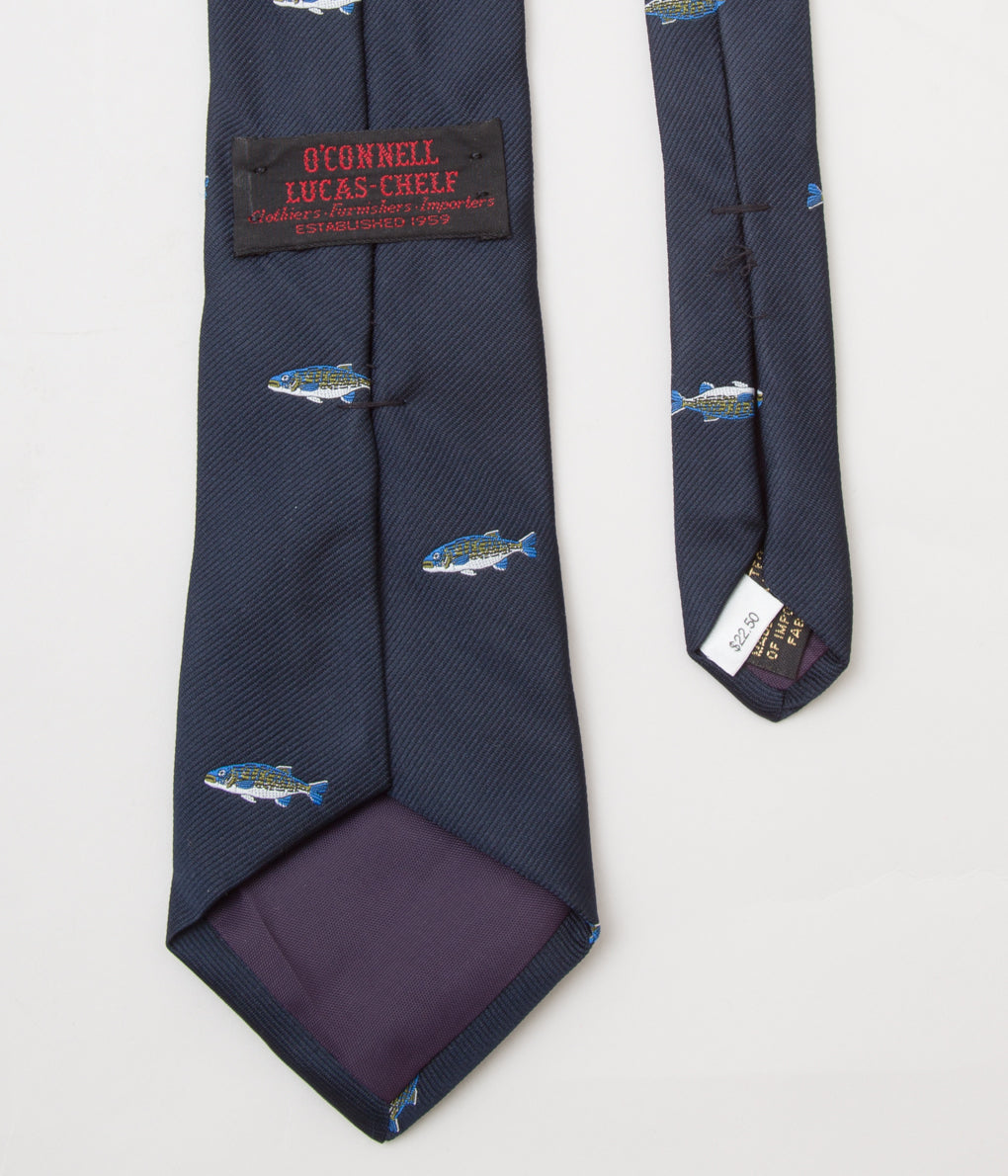 FROM USA "O'CONELL LUCAS-CHELF EMBROIDERED TIE TROUT"(NAVY)