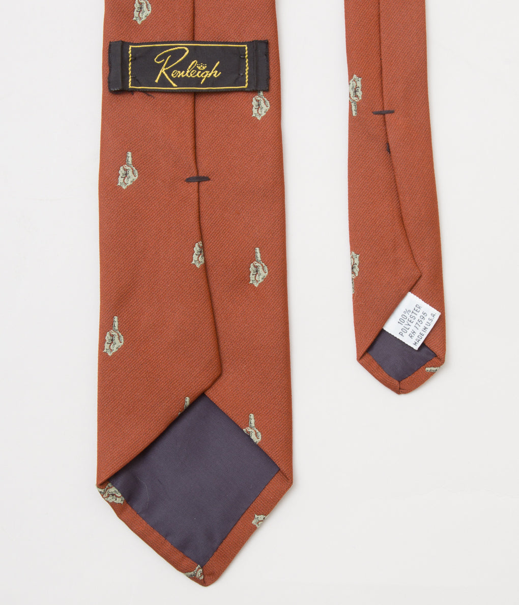 FROM USA "VINTAGE EMBROIDERED TIE HAND SIGN"(BRICK)