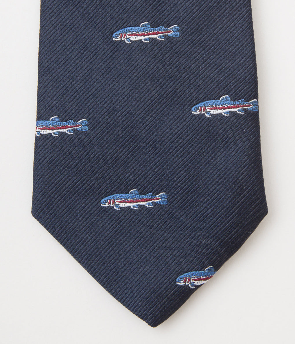 FROM USA "O'CONELL LUCAS-CHELF EMBROIDERED TIE BLUE FISH"(NAVY)