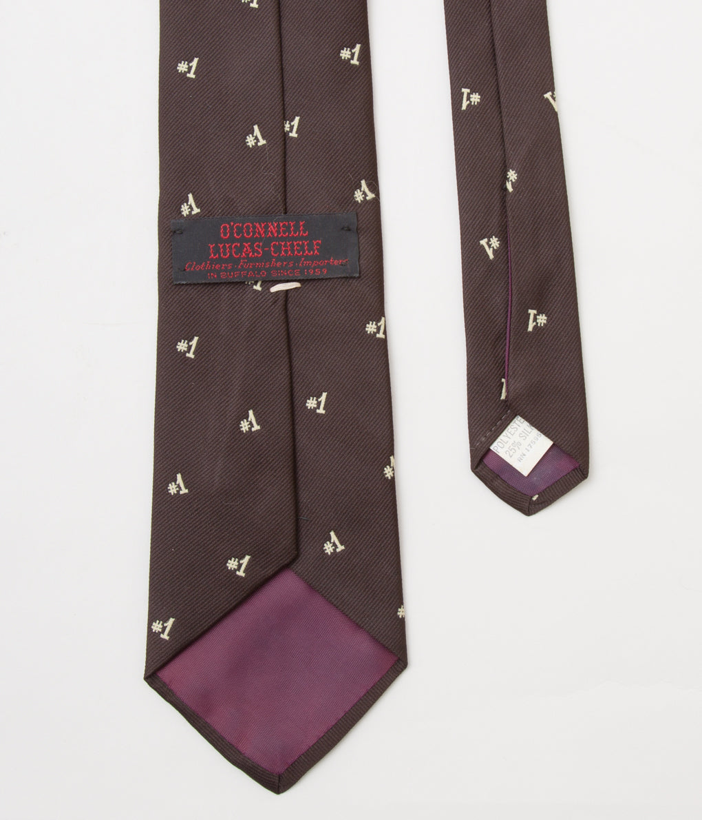 FROM USA "O'CONNELL LUCAS-CHELF EMBROIDERED TIE #1"(BROWN)