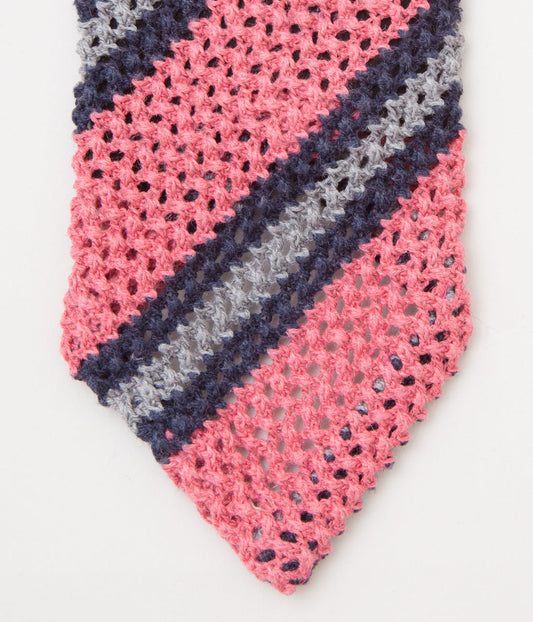 INDIVIDUALIZED ACCESSORIES"KNIT REGIMENTAL TIE"(PINK/SILVER)