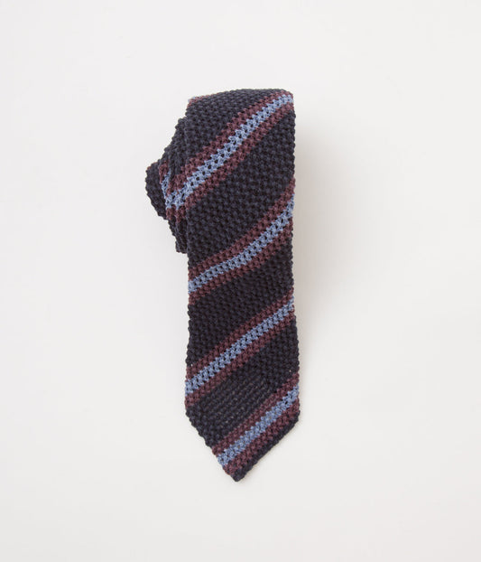 INDIVIDUALIZED ACCESSORIES"KNIT REGIMENTAL TIE"(DARK NAVY/BLUE)