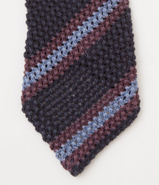 INDIVIDUALIZED ACCESSORIES"KNIT REGIMENTAL TIE"(DARK NAVY/BLUE)