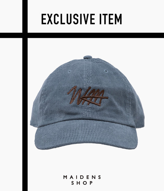 STUDIO WEAREALLANIMALS × MAIDENS SHOP ''ESSENTIAL SCRIPT LOGO CAP CORDUROY'' (BLUE GRAY)