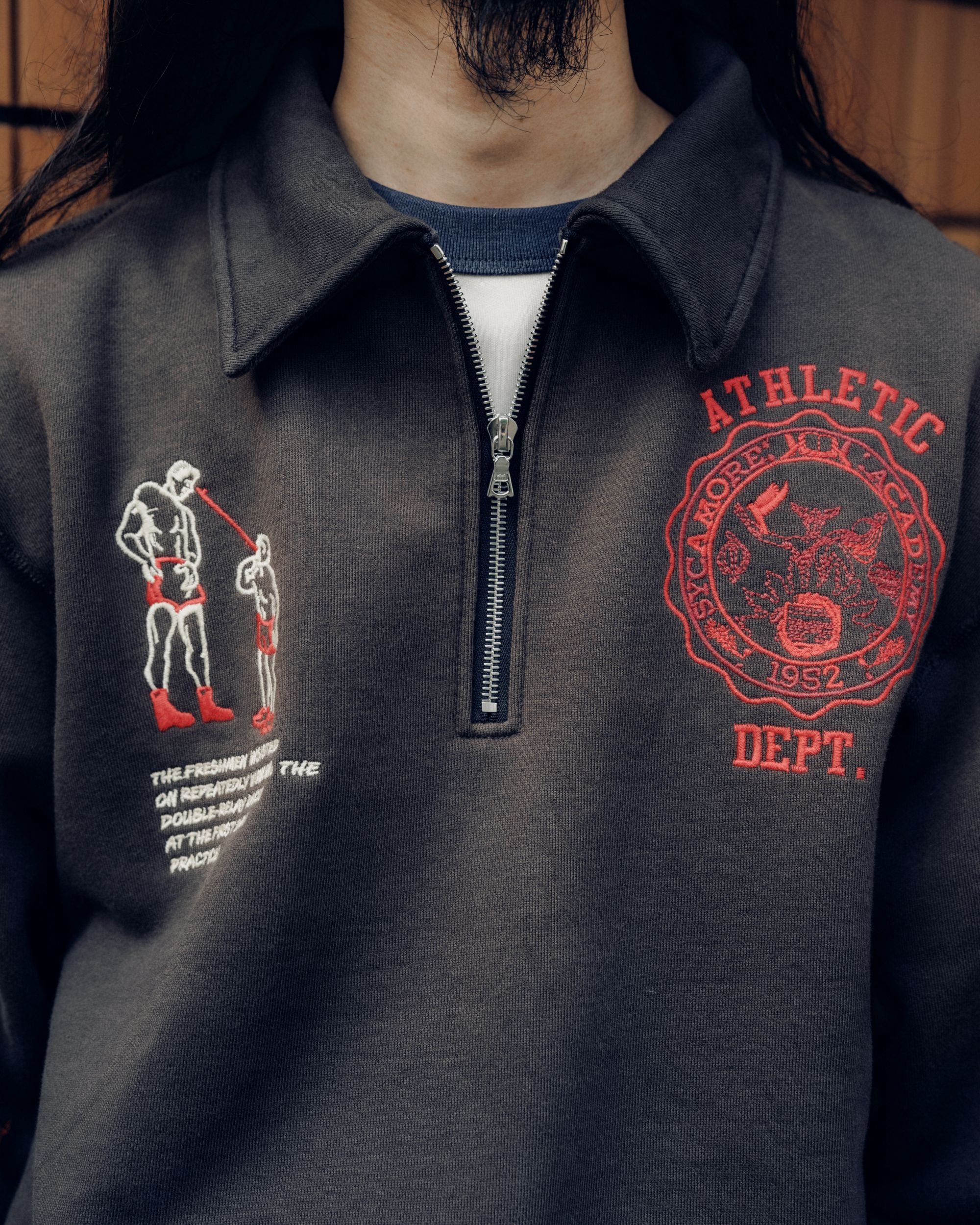 SAMUEL ZELIG ''VARSITY 1/4 ZIP'' (FADED BLACK) – THE STORE BY MAIDENS