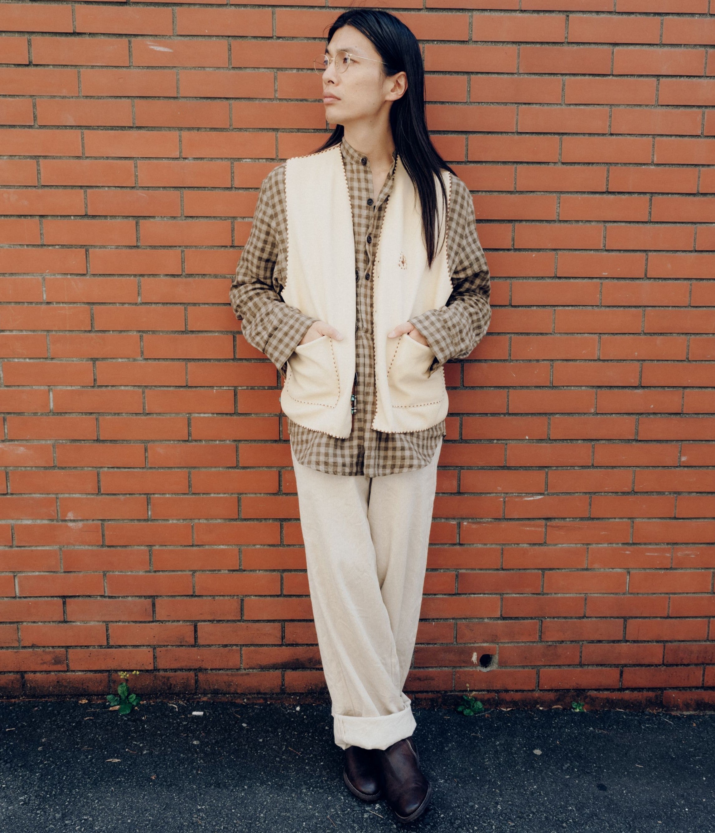 PAM DIETRICH ''DEERSKIN VEST'' (PALOMINO GRAIN / TOBACCOLACE