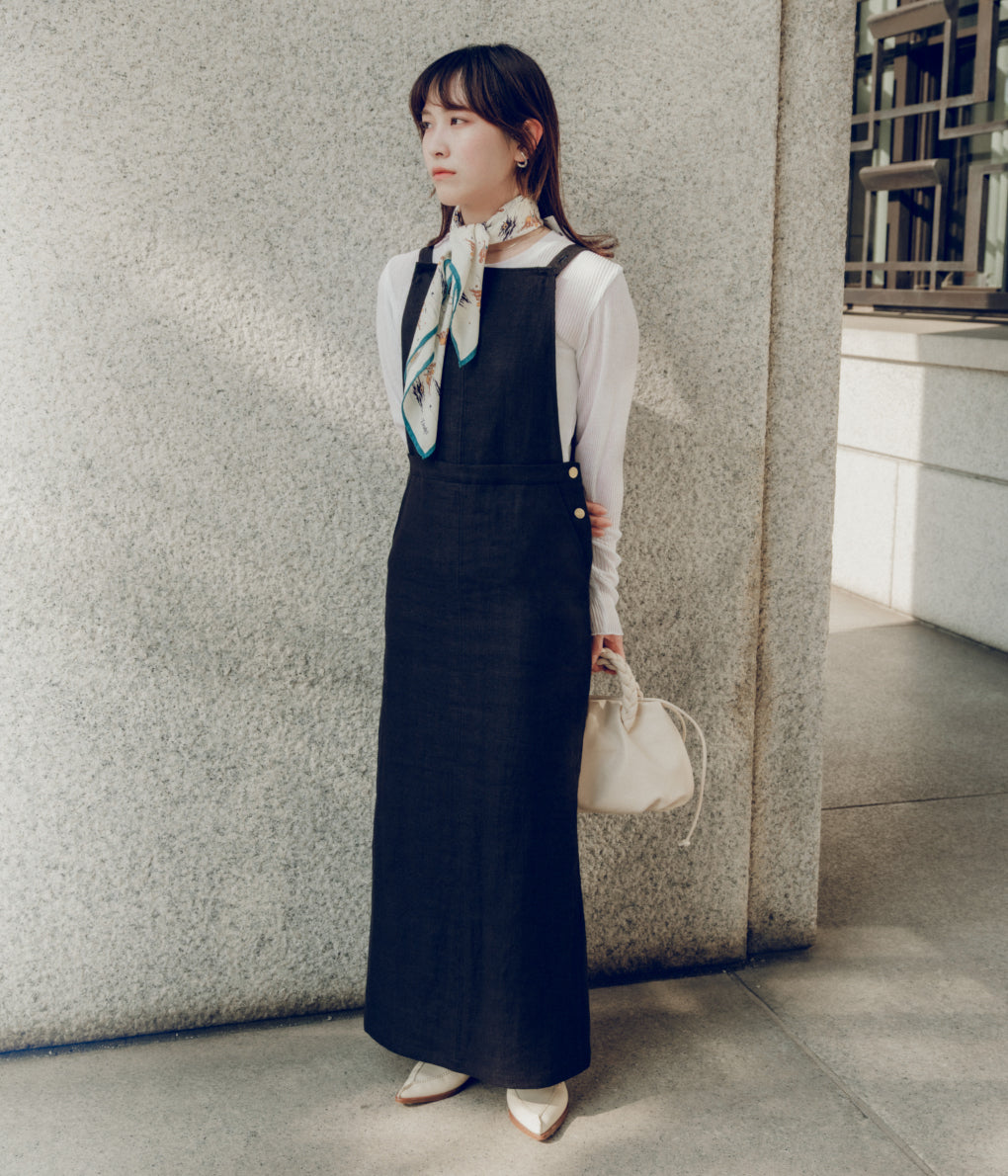 DELIY ''LINEN CANVAS LONG DRESS'' (BLACK)
