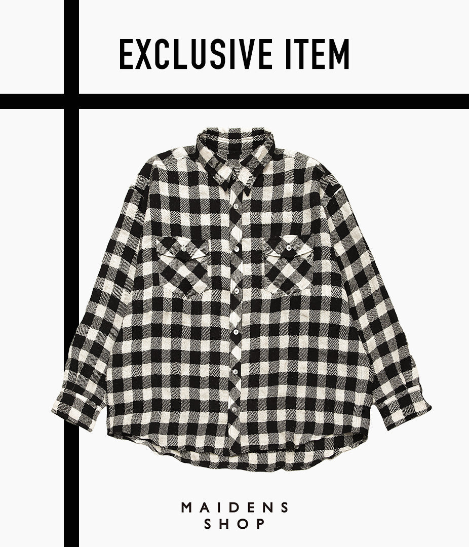 I AM DORK ''FLAP POCKET SHIRT｜LINEN WOOL'' (BLACK×WHITE)