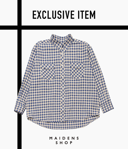 I AM DORK ''FLAP POCKET SHIRT|COTTON LINEN'' (BLUE×WHITE)