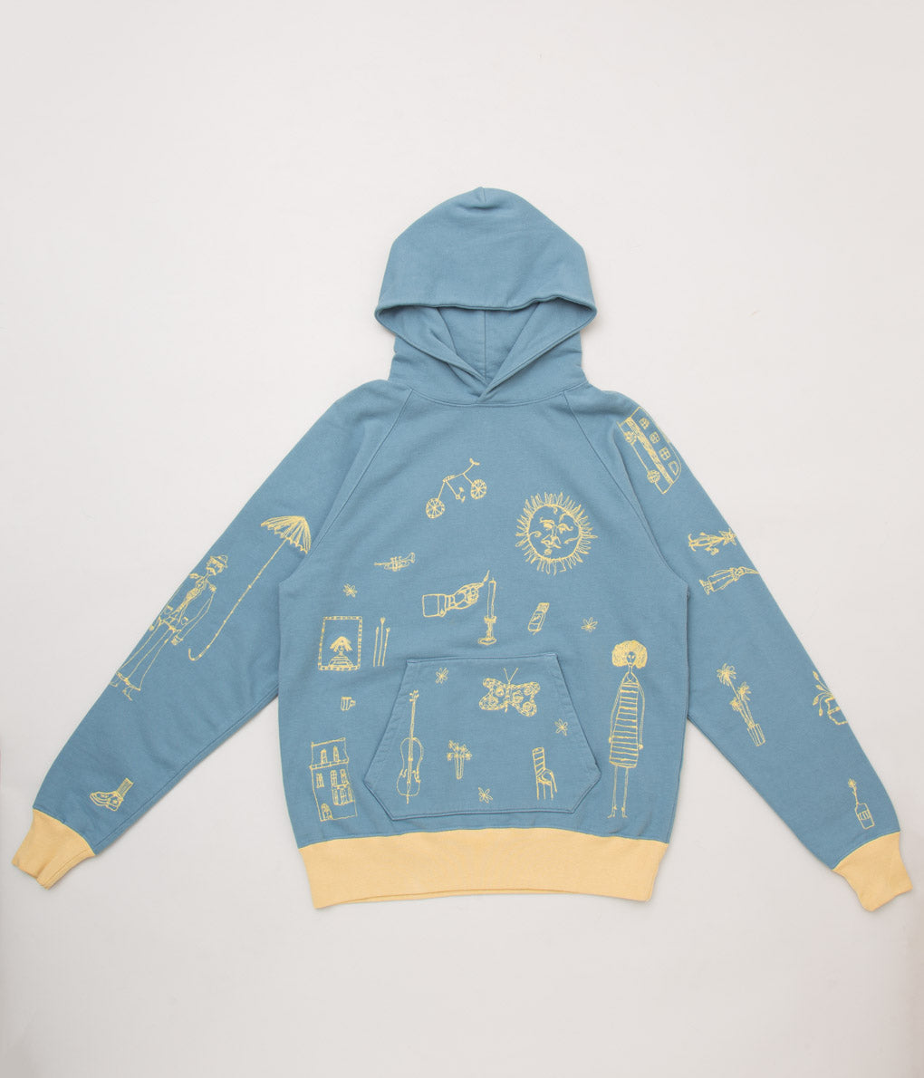 SAMUEL ZELIG ''TRAVELING BAND HOODIE'' (BLUE)