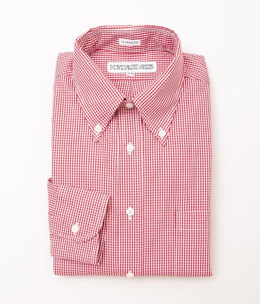 INDIVIDUALIZED SHIRTS "CLASSIC GINGHAM (CLASSIC FIT BUTTON DOWN SHIRT)"(RED)