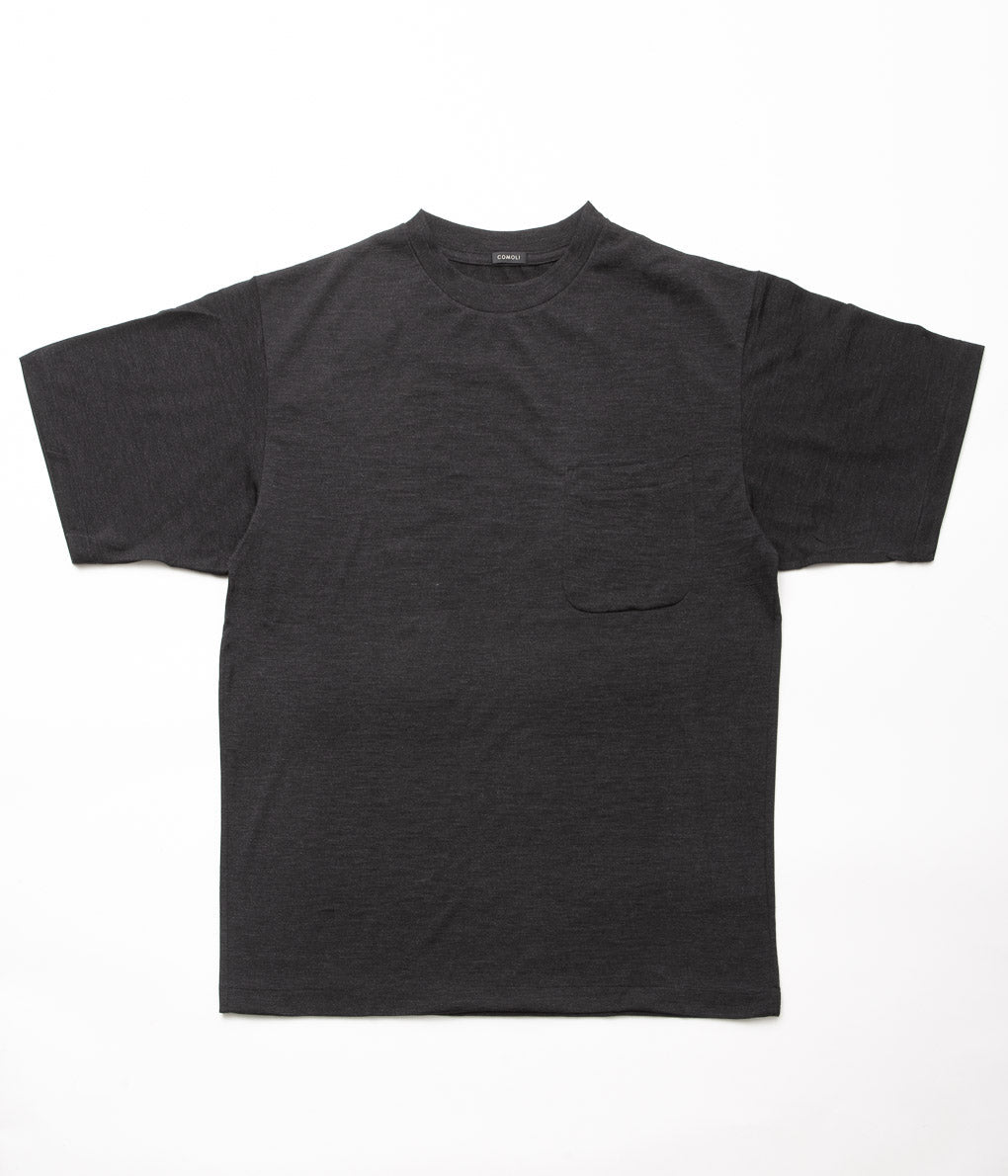 COMOLI''サマーウール 半袖Tシャツ''(CHARCOAL)