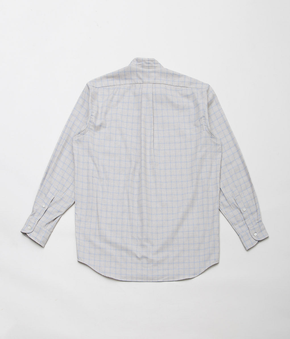 INDIVIDUALIZED SHIRTS×MAIDENS SHOP ''HEATHER TWILL CHECK BAND COLLAR SHIRT'' (BEIGE×BLUE)