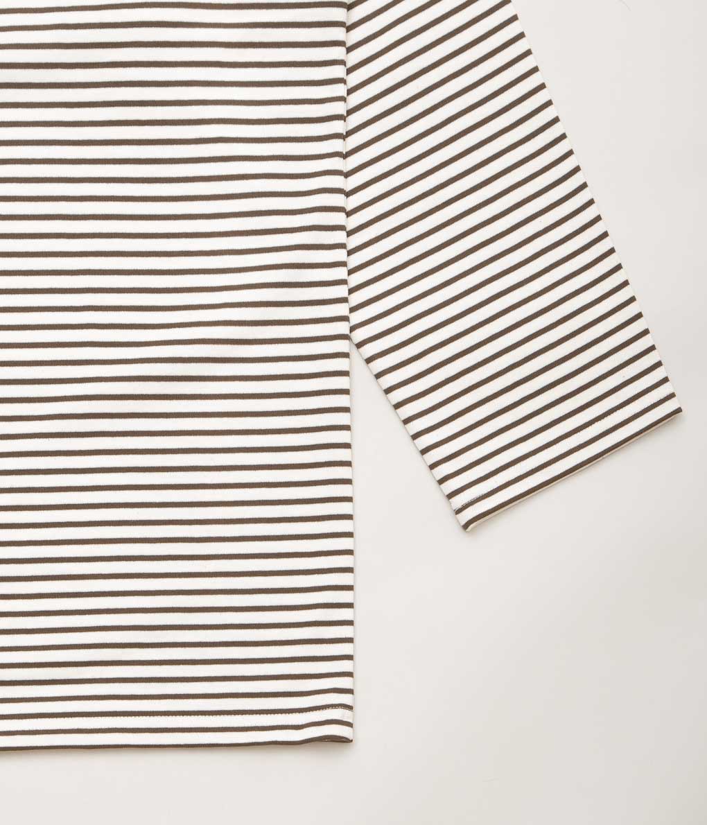 ANSNAM''BORDER BOAT NECK L/S TEE''(WHITE×BROWN) – THE STORE BY MAIDENS