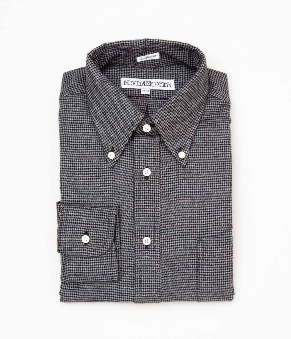 INDIVIDUALIZED SHIRTS "FLANNEL HOUNDSTOOTH (CLASSIC FIT BUTTON DOWN SHIRT)(BLACK)"
