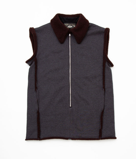 PHOTOCOPIEU "HALF-ZIP VEST"(CHARCOAL GRAY x BROWN)