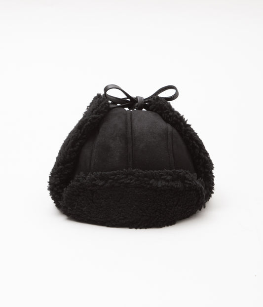 CAWLEY ''SUEDE BACK CURLY HAIR TRAPPER HAT'' (BLACK SUEDE)