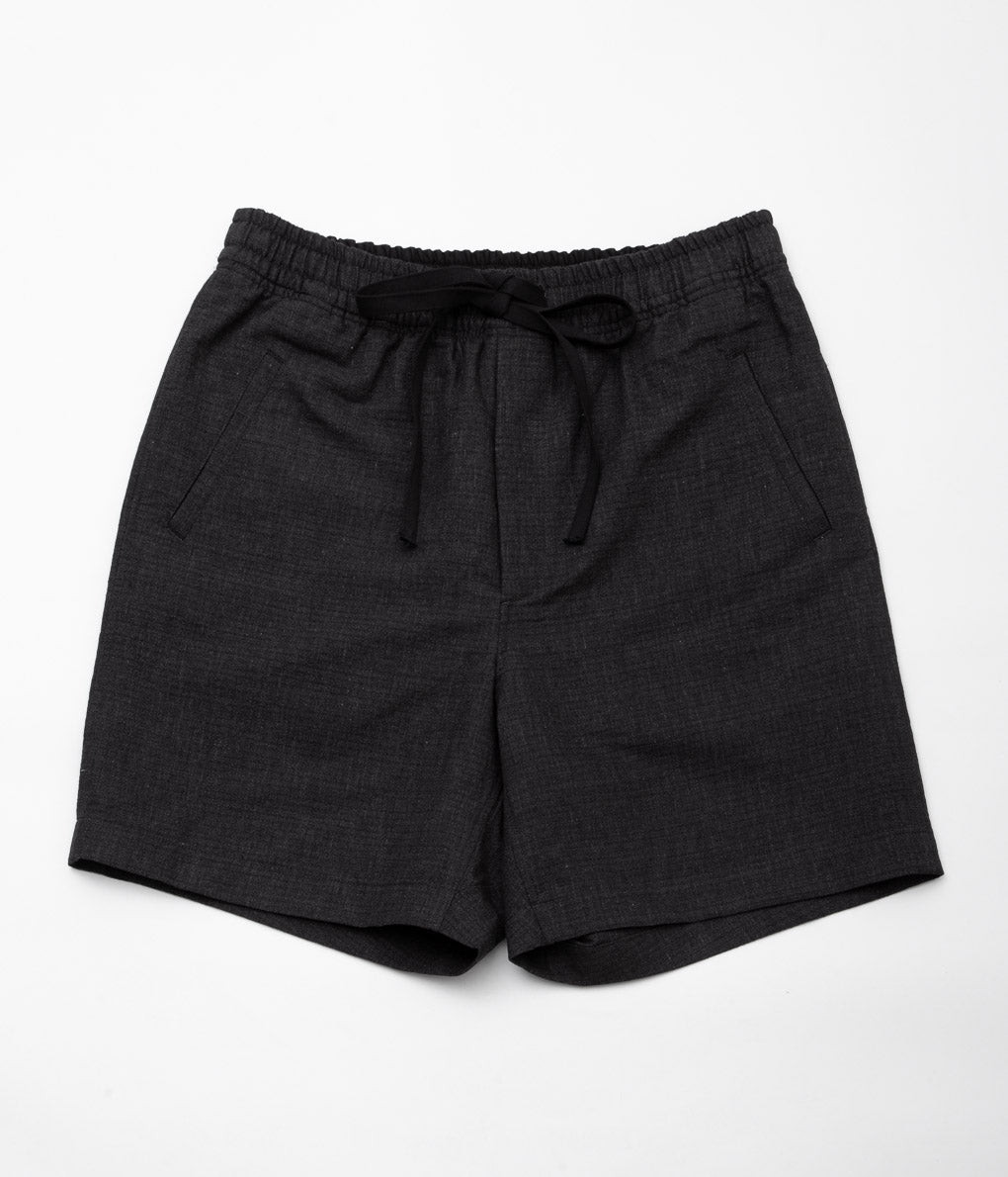 ANSNAM "DRY SHORT PANTS / LINEN WOOL''(BLACK)