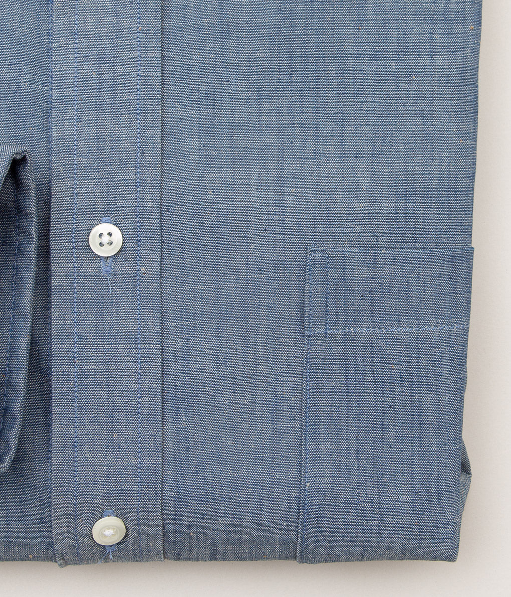 INDIVIDUALIZED SHIRTS "RIGID CHAMBRAY CLASSIC FIT BUTTON DOWN SHIRT"(BLUE)