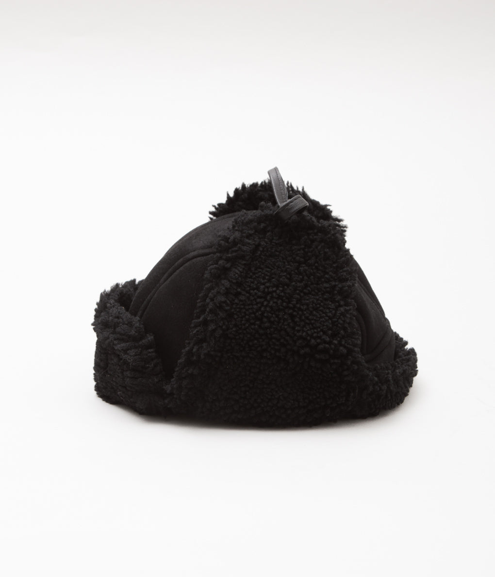 CAWLEY ''SUEDE BACK CURLY HAIR TRAPPER HAT'' (BLACK SUEDE)