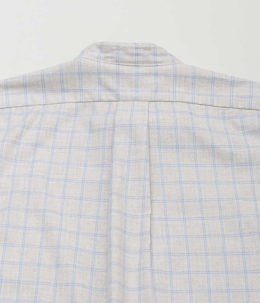 INDIVIDUALIZED SHIRTS ''HEATHER TWILL CHECK BAND COLLAR SHIRT'' (BEIGE×BLUE)