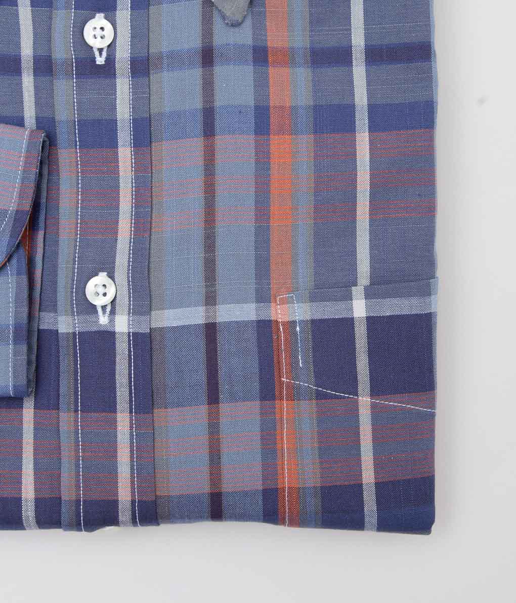 INDIVIDUALIZED SHIRTS ''MADRAS CHECK RELAXED FIT BUTTON DOWN SHIRTS'' (NAVY)