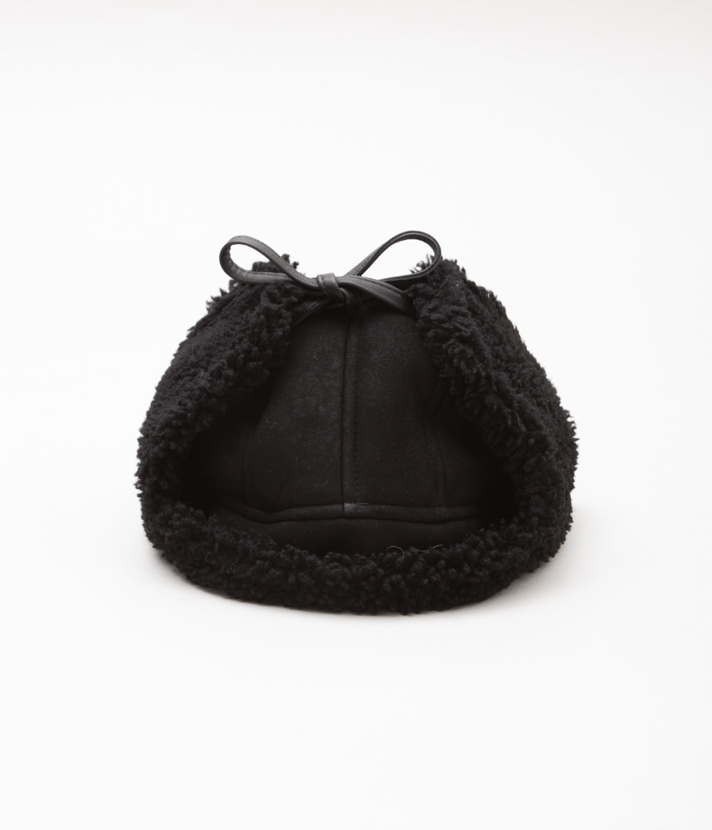 CAWLEY ''SUEDE BACK CURLY HAIR TRAPPER HAT'' (BLACK SUEDE)