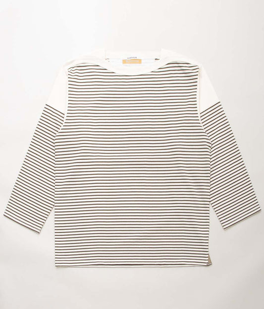 ANSNAM''BORDER BOAT NECK L/S TEE''(WHITE×BROWN)