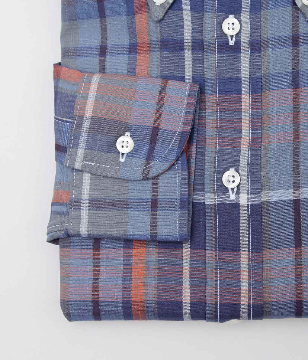 INDIVIDUALIZED SHIRTS ''MADRAS CHECK RELAXED FIT BUTTON DOWN SHIRTS'' (NAVY)