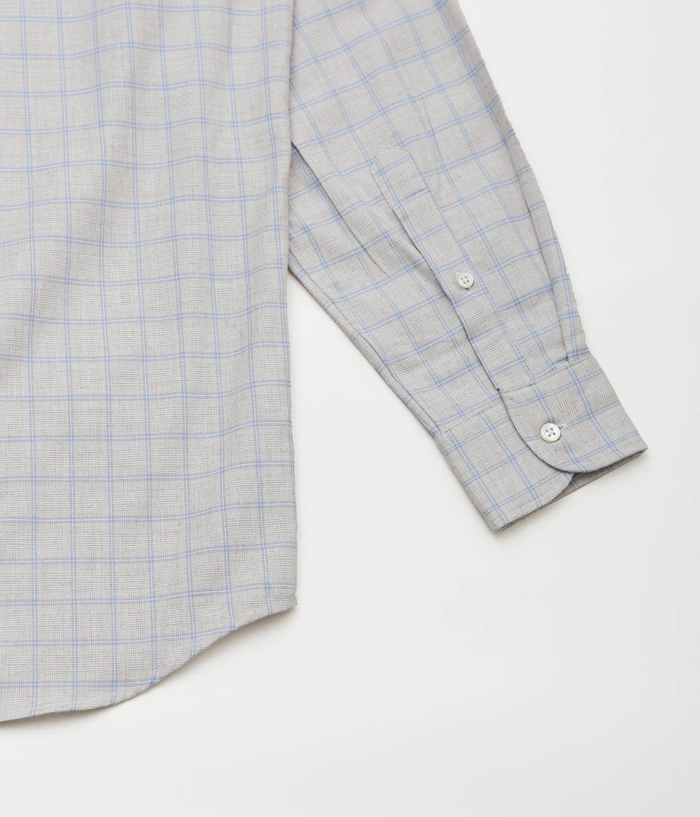 INDIVIDUALIZED SHIRTS ''HEATHER TWILL CHECK BAND COLLAR SHIRT'' (BEIGE×BLUE)