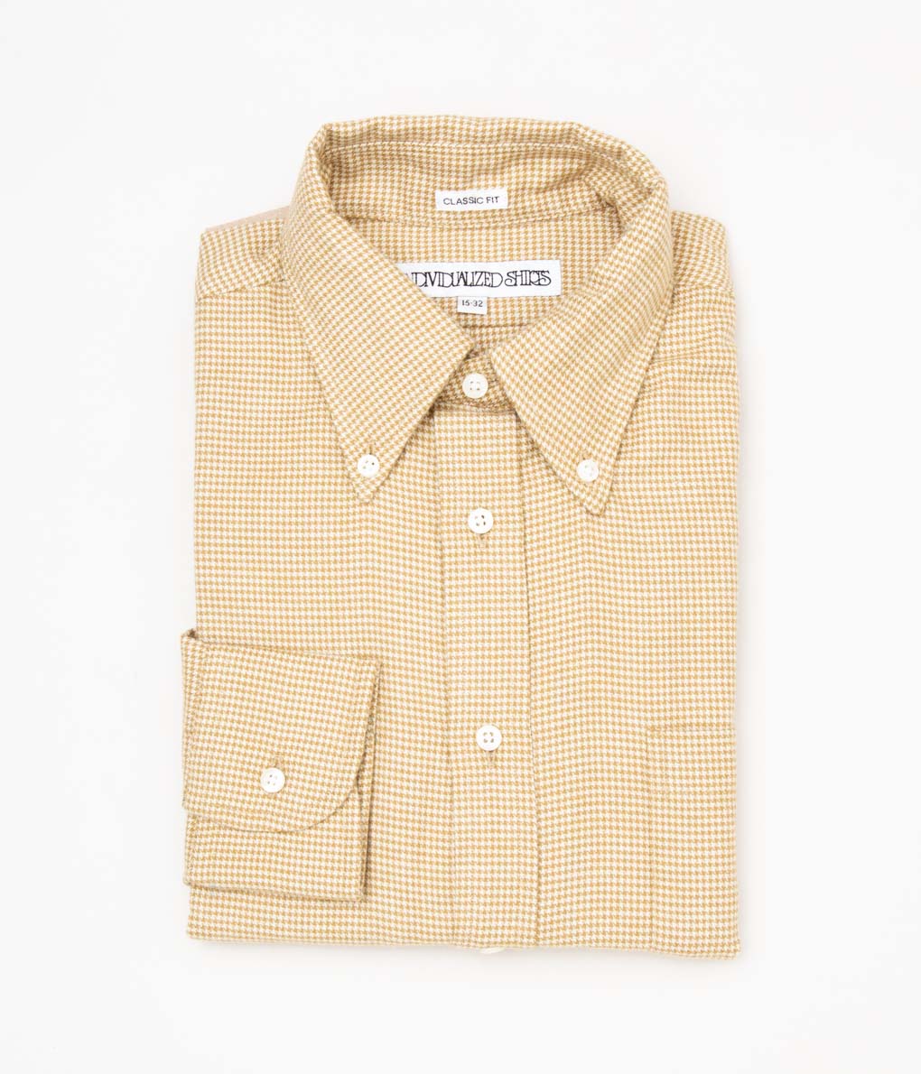 INDIVIDUALIZED SHIRTS "FLANNEL HOUNDSTOOTH (CLASSIC FIT BUTTON DOWN SHIRT)(GOLD)"