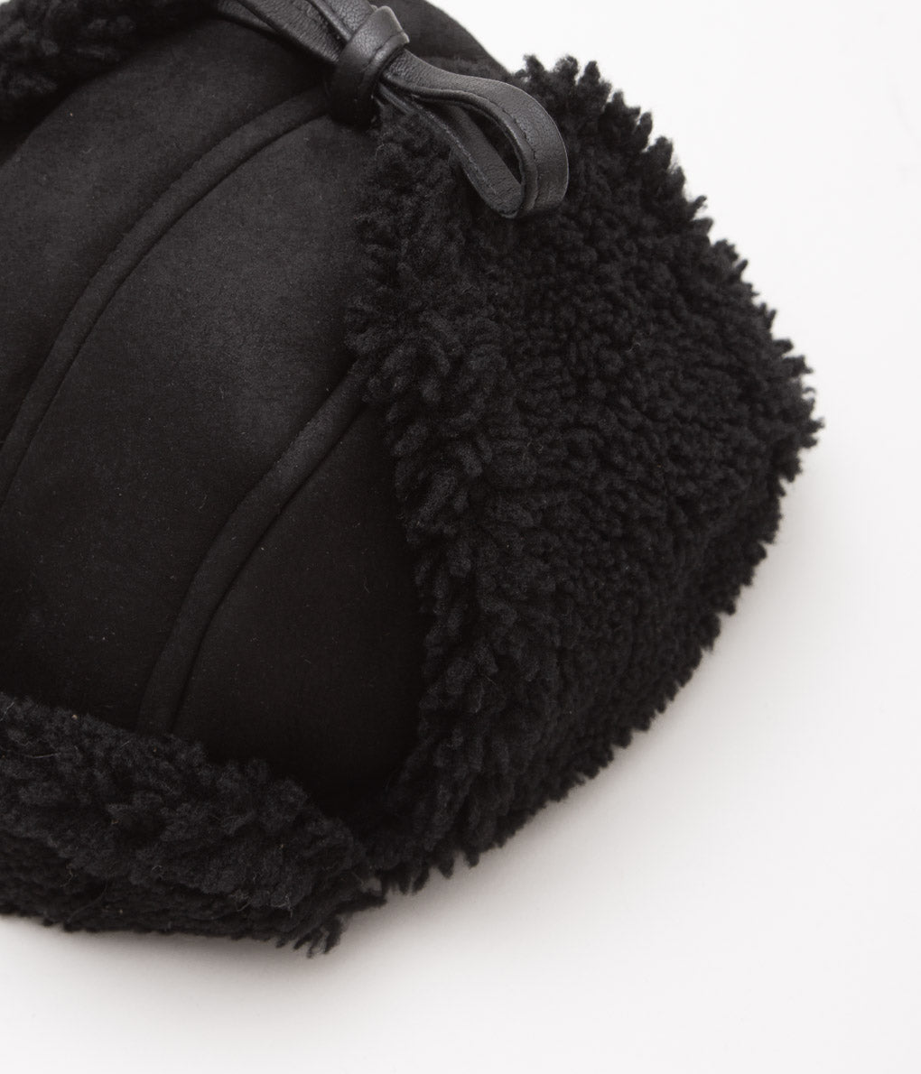 CAWLEY ''SUEDE BACK CURLY HAIR TRAPPER HAT'' (BLACK SUEDE)