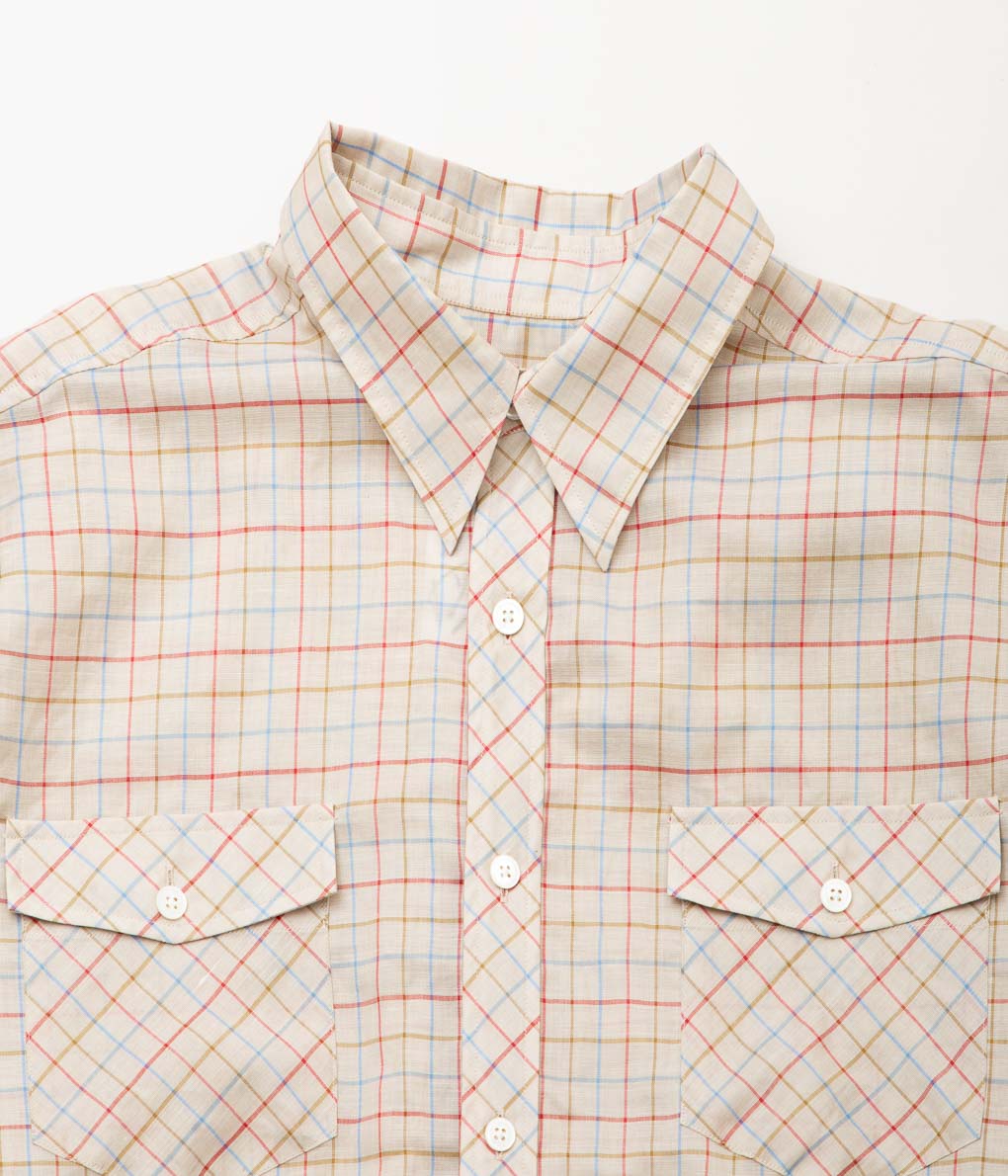 I AM DORK''BIG WORK SHIRT / DEADSTOCK COTTON LINEN''(NATURAL CHECK)