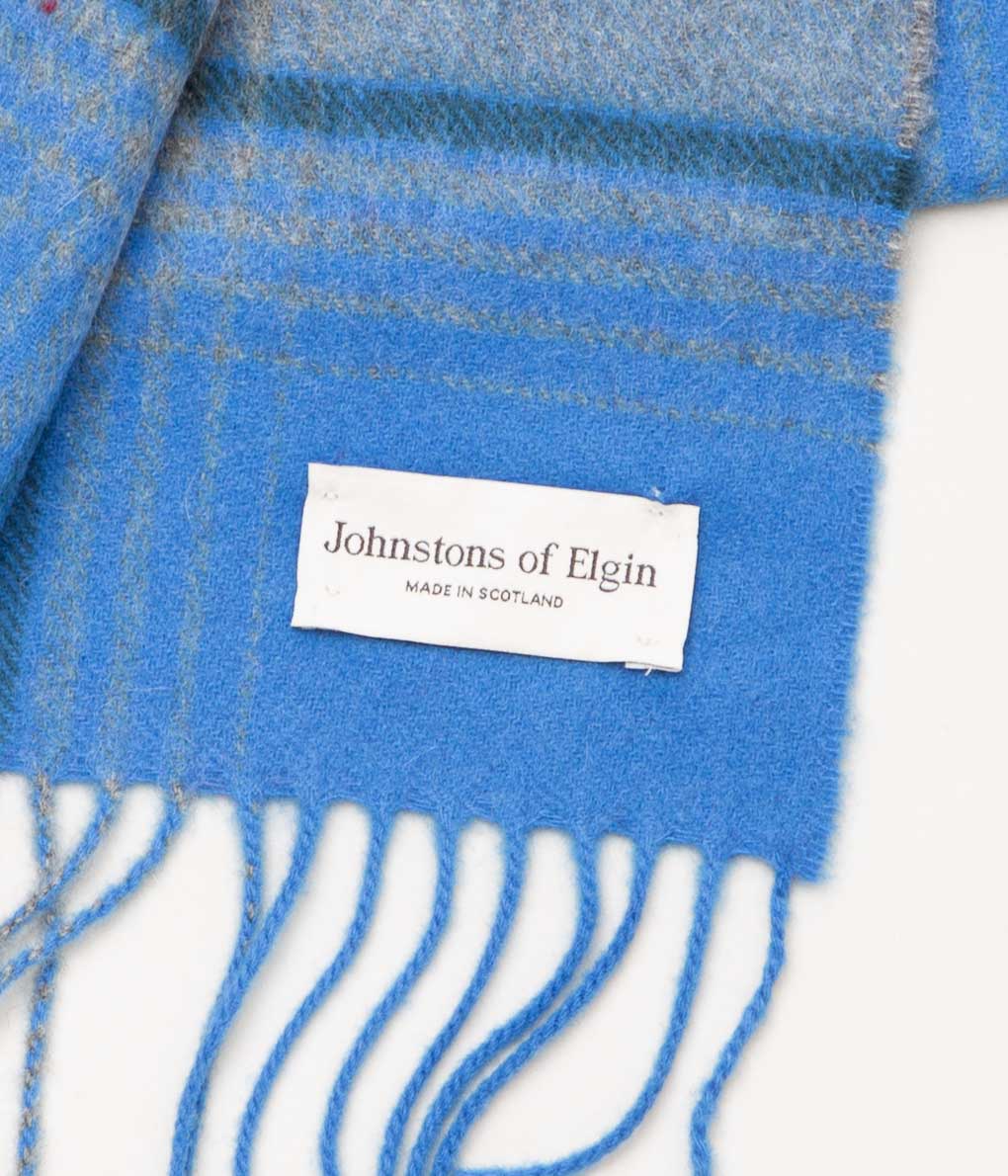 JOHNSTONS OF ELGIN "ASYMMETRIC CHECK SCARF"(RU7318/BLUE)