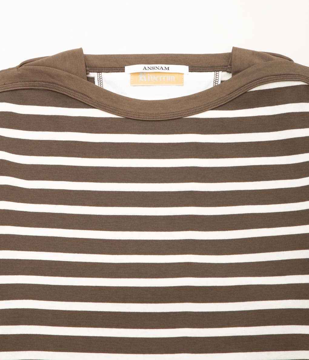ANSNAM''BORDER BOAT NECK L/S TEE''(BROWN×WHITE) – THE STORE BY MAIDENS