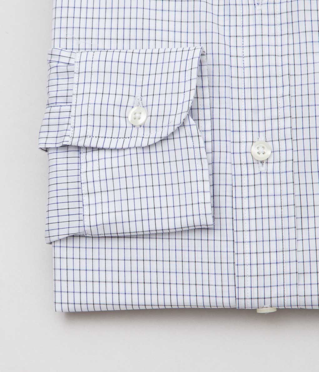 INDIVIDUALIZED SHIRTS ''CLASSIC AMERICAN TATTERSALL PINHOLE SHIRTS'' (BLUE)