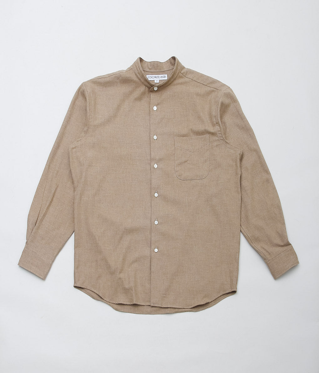 INDIVIDUALIZED SHIRTS ''BRUSHED TWILL BAND COLLAR SHIRT'' (HEATHER BROWN)