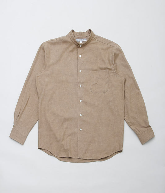 INDIVIDUALIZED SHIRTS×MAIDENS SHOP ''BRUSHED TWILL BAND COLLAR SHIRT'' (HEATHER BROWN)