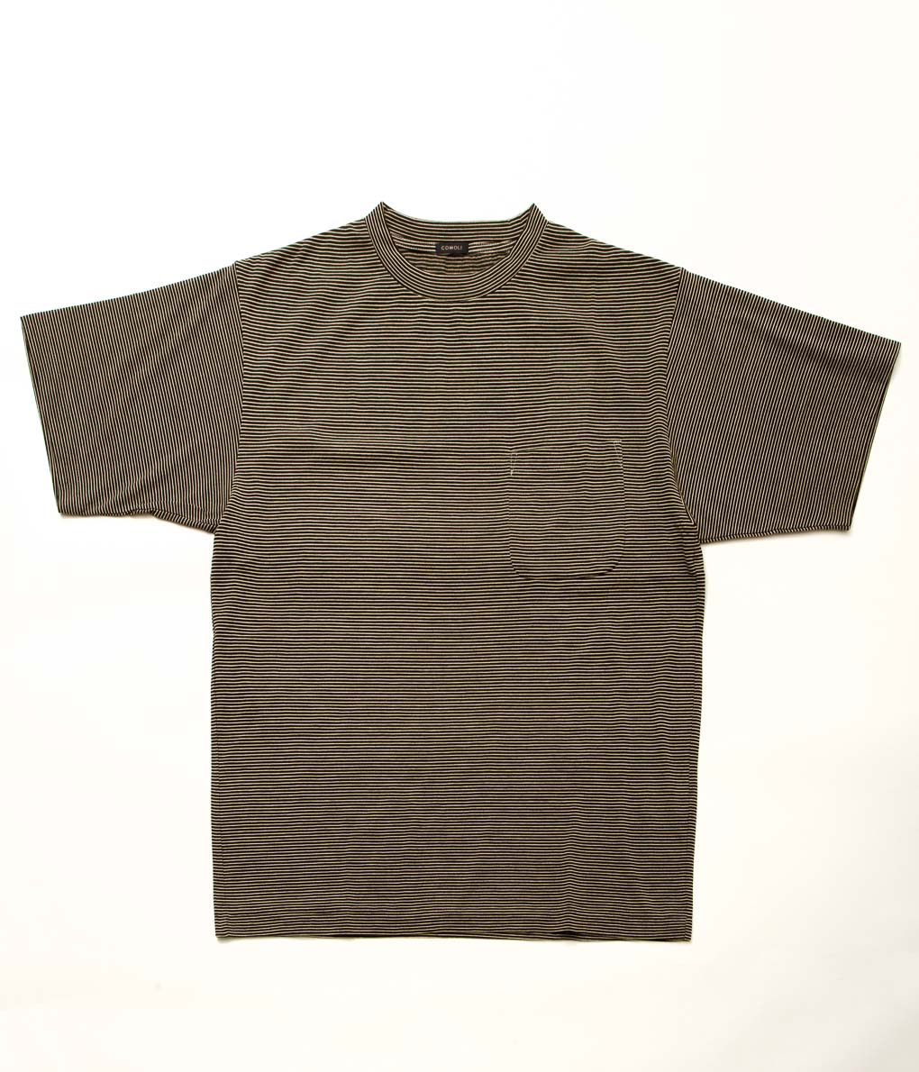 COMOLI''サマーウール 半袖Tシャツ''(BORDER)