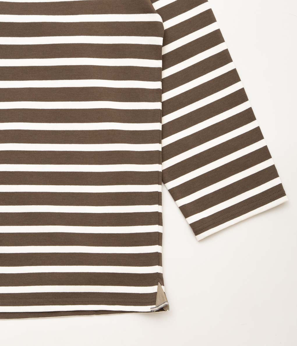 ANSNAM''BORDER BOAT NECK L/S TEE''(BROWN×WHITE) – THE STORE BY MAIDENS