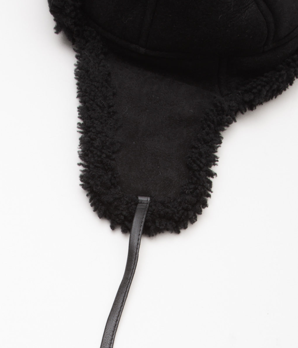 CAWLEY ''SUEDE BACK CURLY HAIR TRAPPER HAT'' (BLACK SUEDE)