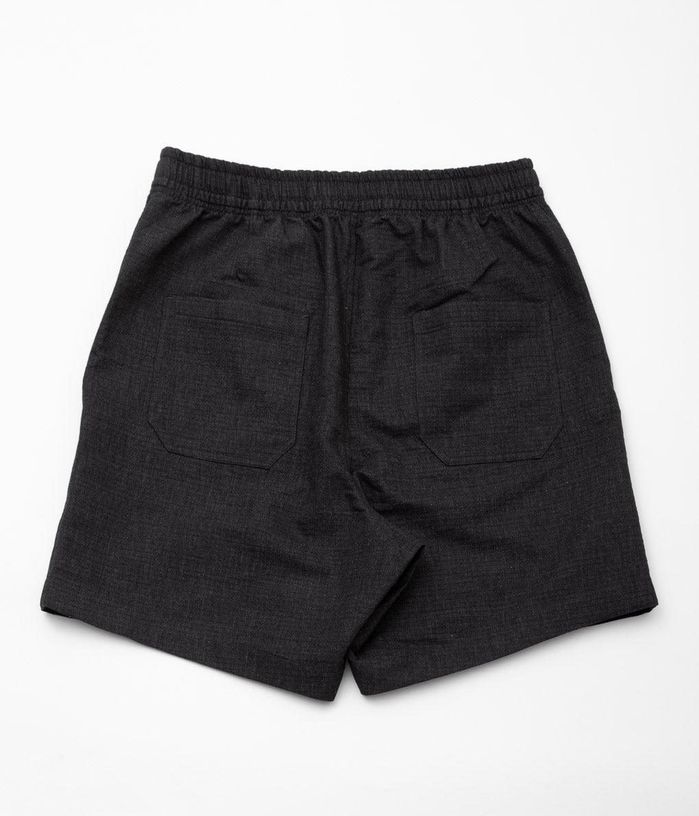 ANSNAM "DRY SHORT PANTS / LINEN WOOL''(BLACK)