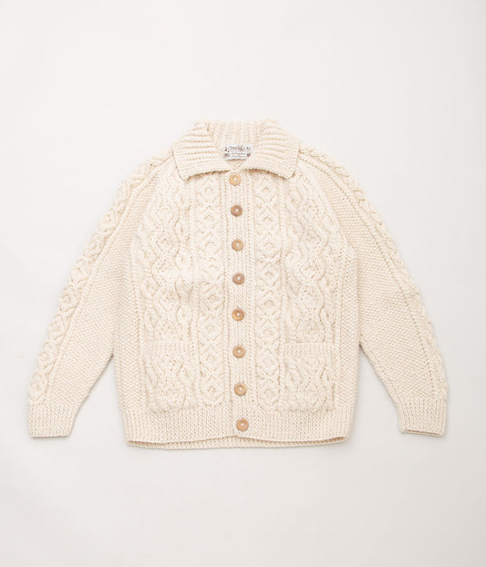 INVERALLAN "3A LUMBER CARDIGAN (ARAN)" (NATURAL)