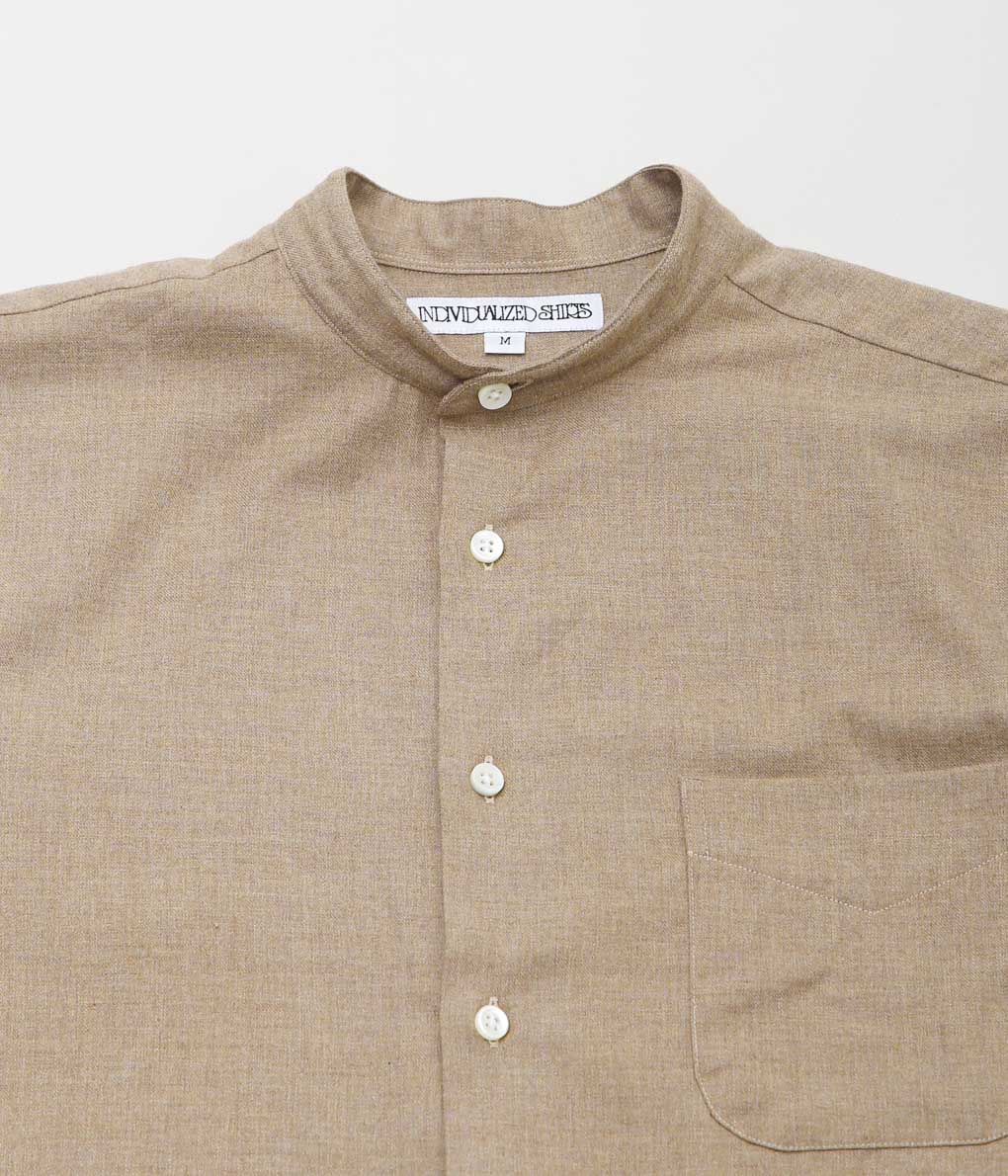 INDIVIDUALIZED SHIRTS ''BRUSHED TWILL BAND COLLAR SHIRT'' (HEATHER BROWN)