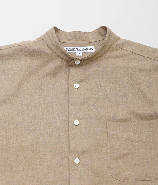 INDIVIDUALIZED SHIRTS×MAIDENS SHOP ''BRUSHED TWILL BAND COLLAR SHIRT'' (HEATHER BROWN)